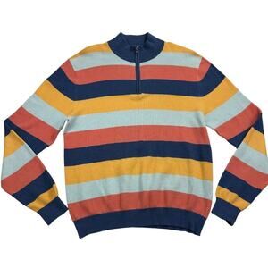 Cutter & Buck Striped Quarter-Zip Mens Multicolor 100% Cotton Sweater Med Beach